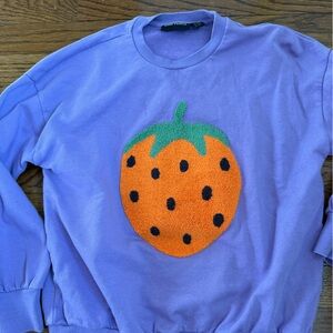 Mini Rodini Lavender Sweatshirt with Orange Strawberry Motif